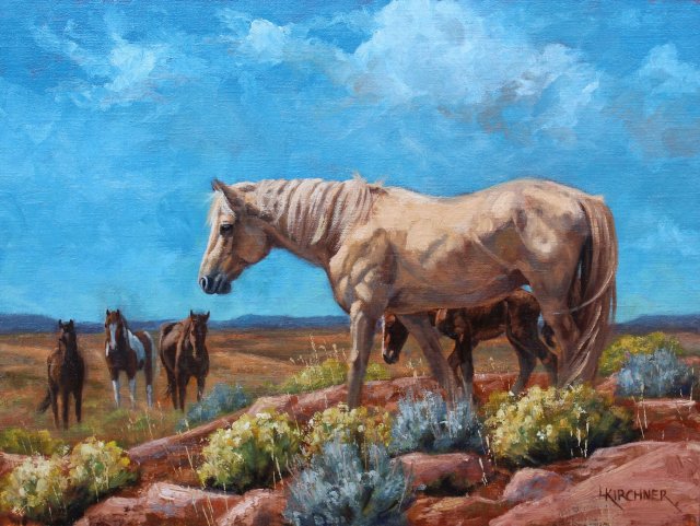 Leslie Kirchner, leslie kirchner art, leslie kirchner artist, wildlife art, wildlife artist, western art, western artist, nature art, nature artisLeslie Kirchner, leslie kirchner art, leslie kirchner artist, wildlife art, wildlife artist, western art, western artist, nature art, nature artist, Palomino, palomino art, palomino painting. mare and foal, mare and foal art, mare and foal painting, wild horses