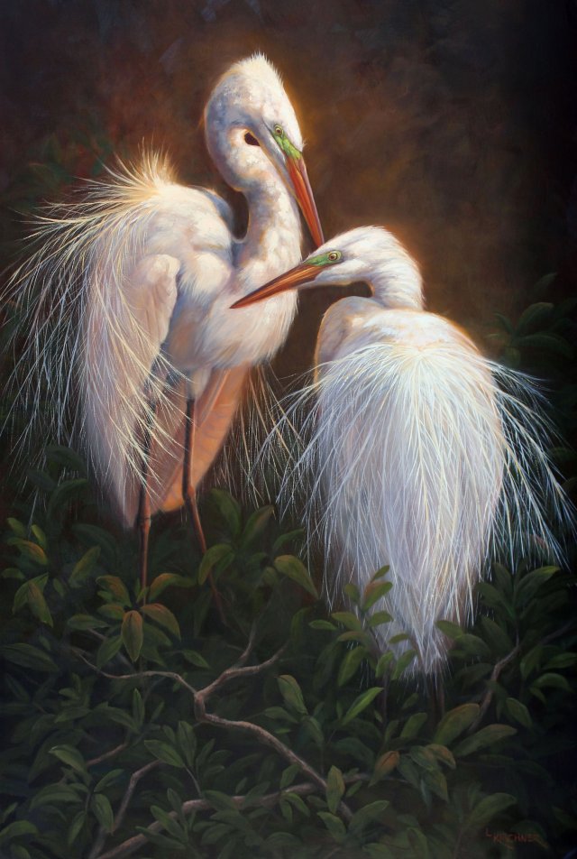 Leslie Kirchner, leslie kirchner art, leslie kirchner artist, wildlife art, wildlife artist, western art, western artist, nature art, nature artisLeslie Kirchner, leslie kirchner art, leslie kirchner artist, wildlife art, wildlife artist, western art, western artist, nature art, nature artist,egrets, egret paintings, breeding egrets, breeding great egrets, egrets plumes, water birds, herons, egret paintings, egret artwork