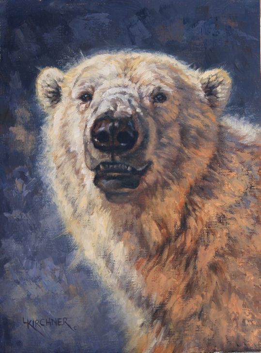 Leslie Kirchner, leslie kirchner artist, western art, western artist, nature art, nature artist, wildlife art, wildlife artist, polar bear, polar bear art, bear art, bear painting, polar bear portait